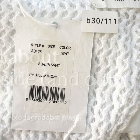 Andie Swim X Demi Moore Tropez Bikini Bottom White Crochet Textured Size L NWT - Picture 9 of 12